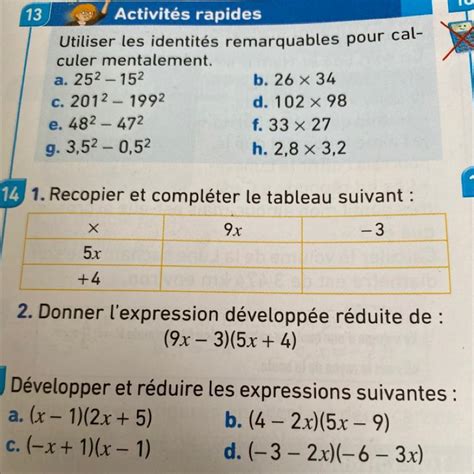 Bonjour Pouvez Vous Maider Recopier Et Compl Ter Le Tableau