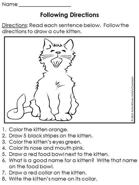 Following Directions Activity Printable