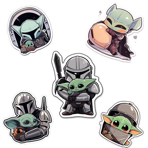 Cute Stickers Baby Yoda Grogu Stickers For Nursery Set Of 5 Etsy