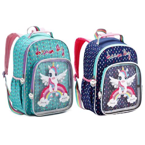 Mochila Escolar Feminina Infantil Unic Rnio Arco Ris Refor Ada Grande