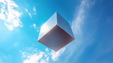 floating cube   blue sky premium ai generated image
