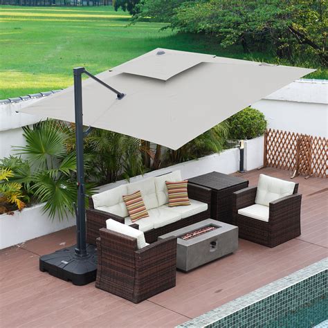 Mondawe X Ft Tier Rectangular Cantilever Patio Umbrella With