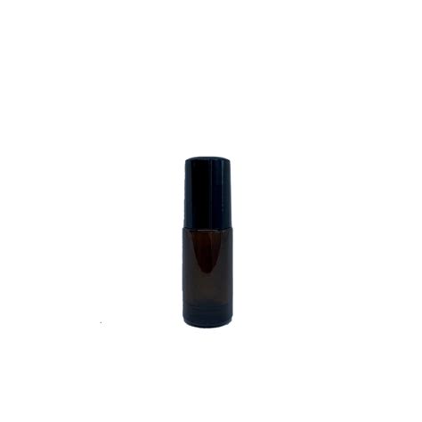 Petra 5ml Amber Glass Bottle With Roller Ball And Black Cap PetraPack