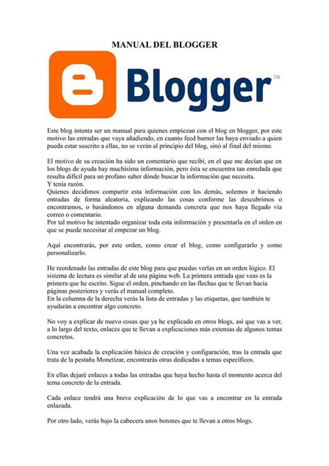 Manual Del Blogger Pdf Descarga Gratuita