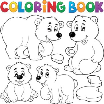 Coloring Book With Polar Bears Fauna Furry Look Vector Fauna Furry