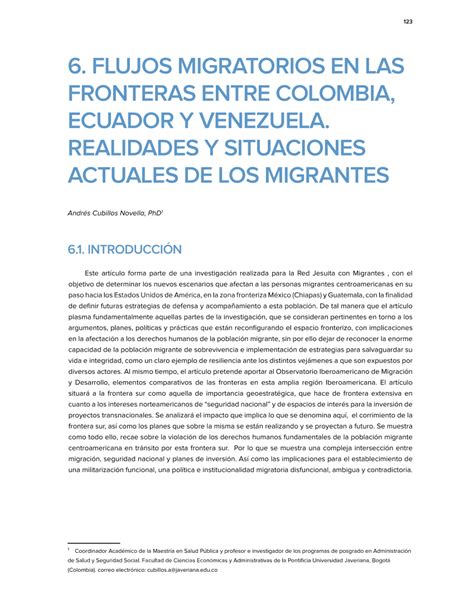 Pdf Flujos Migratorios En Las Fronteras Entre Colombia Ecuador Y