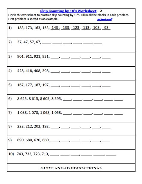 3rd Grade Math Skip Counting By 10s And 25s Worksheets Steemit