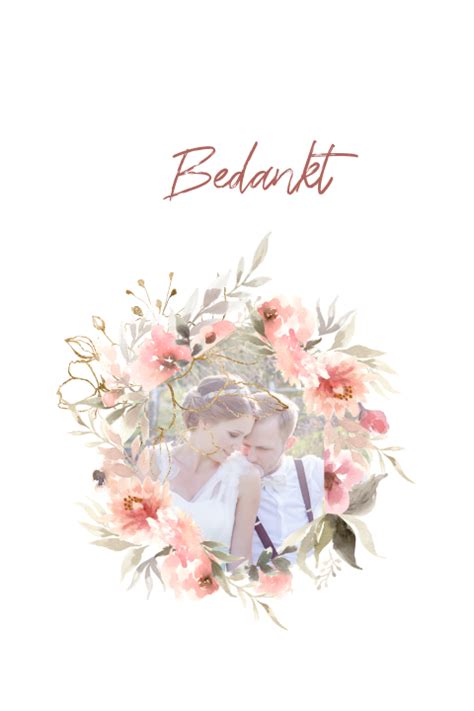 Foto Bedankkaart Trouwen Pastel Bloemen Bohemian