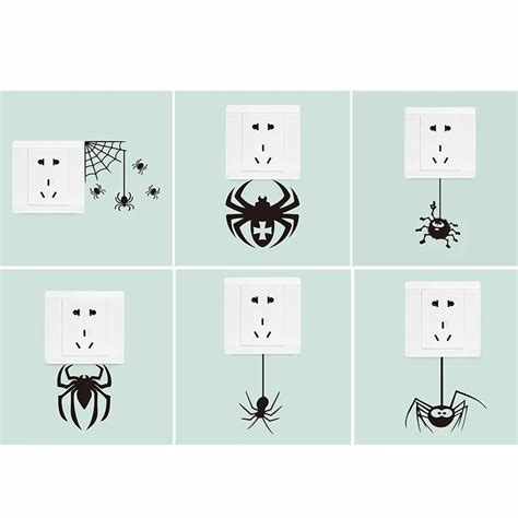 ♥black Spider Wall Stickers Decor Switch For Socket Light Decorative