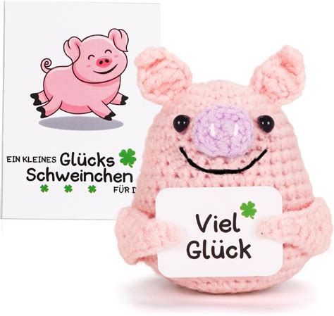 Pocket Hug Schwein Positive Geschenke Gl Cksschweinchen Strickwolle