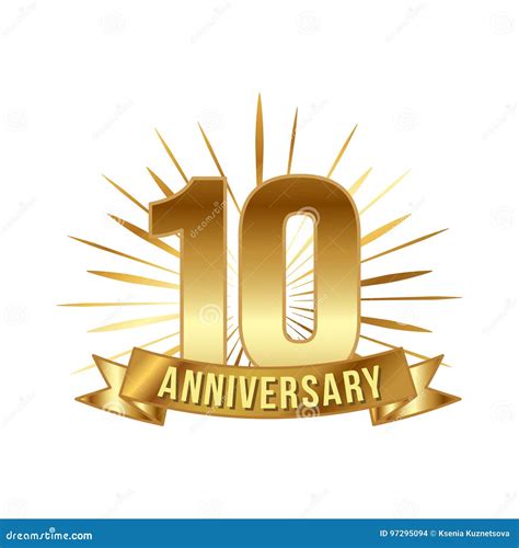 Anniversary Golden Ten Years Number Stock Vector Illustration Of