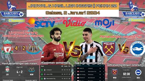 Hasil Liga Inggris Tadi Malam Live SCTV Liverpool Vs Newcastle