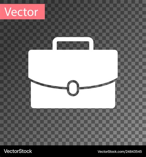 White Briefcase Icon Isolated On Transparent Vector Image