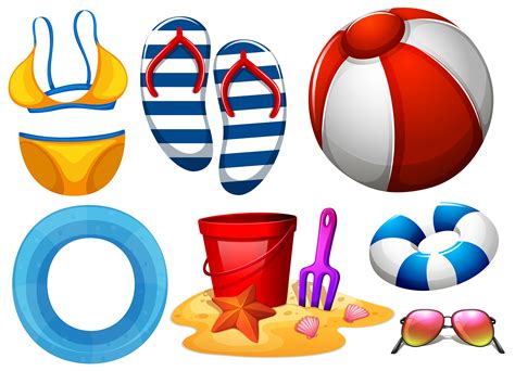 Beachwear And Other Beach Toys 304283 Vector Art At Vecteezy