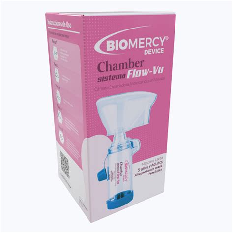 Aerochamber Sistema Flow Vu Adulto Mascarilla Larga Unidad Bio Mercy