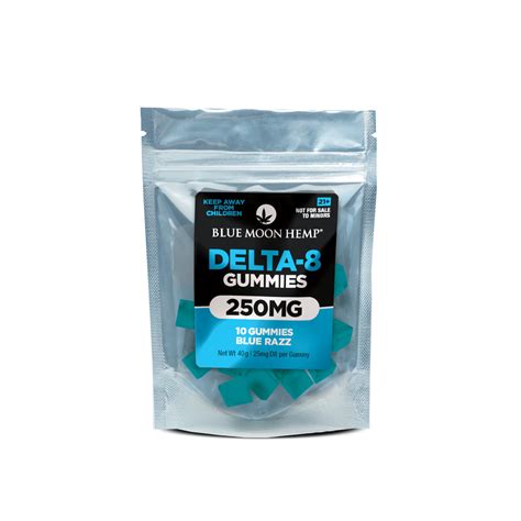 Delta 8 Blue Razz Gummies 250mg 10 Pk Waukesha Wellness Cbd