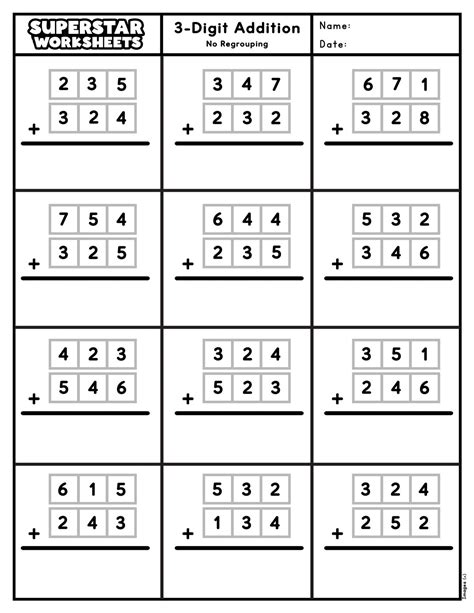 3 Digit Addition Worksheets Superstar Worksheets Worksheets Library