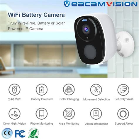 1080P WiFi Solar Camera Outdoor Wireless Battery Powered PIR Motion ...