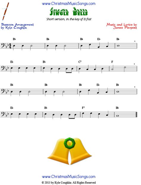 Jingle Bells easy version free sheet music for bassoon