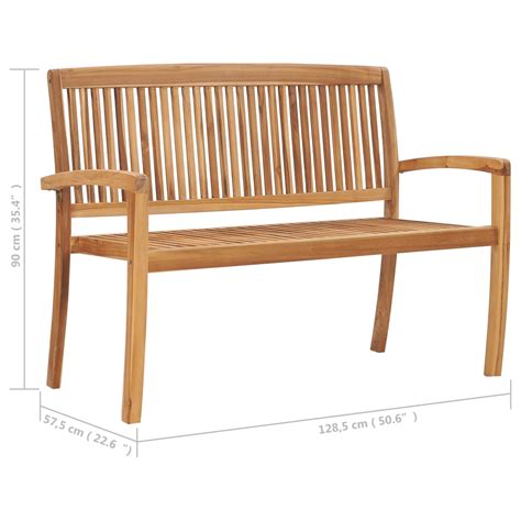 Stapelbare Gartenbank Mit Auflage 128 5 Cm Massivholz Teak