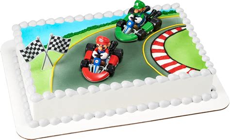 Super Mario Kart Cake Topper 2 Pc Cake Topper With Race Car Toppers