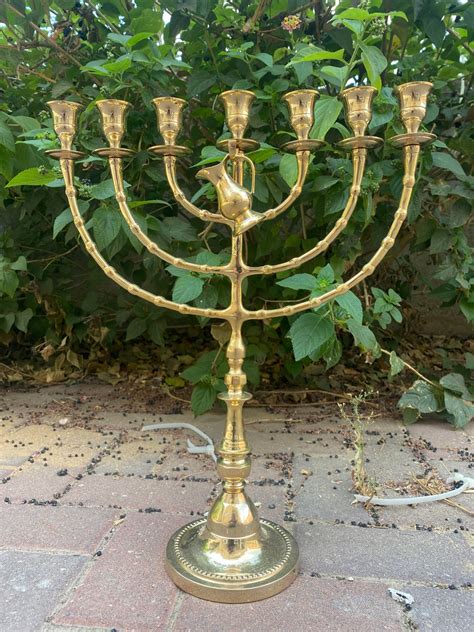 XXL Big Jerusalem Temple Menorah 7 Branch Menora Made Of Brass Copper