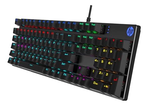 Teclado Gamer Hp Gk F Qwerty Espa Ol Color Negro Con Luz Rainbow