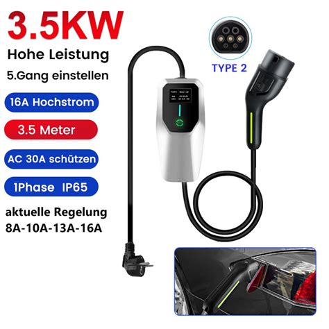 Ladepistole 16A EVSE EU EV Ladekabel Type2 Kaufland De