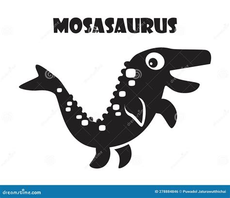 Mosasaurus Cute Cartoon Character For Kids Vector Illustration