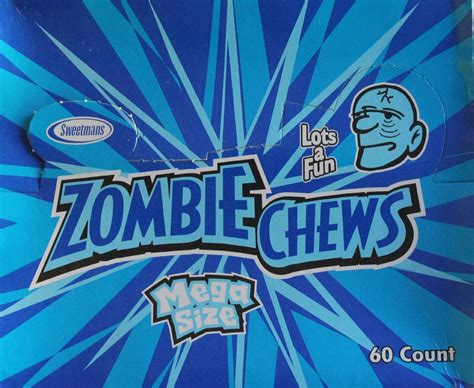 Zombie Chews Sour Blue Raspberry 28g 60 Bar Pack Showbagsgalore