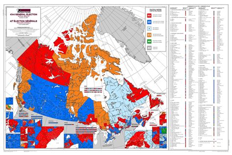 Canada General Election 2019 Wall Map - 43rd Parliament. This map shows ...