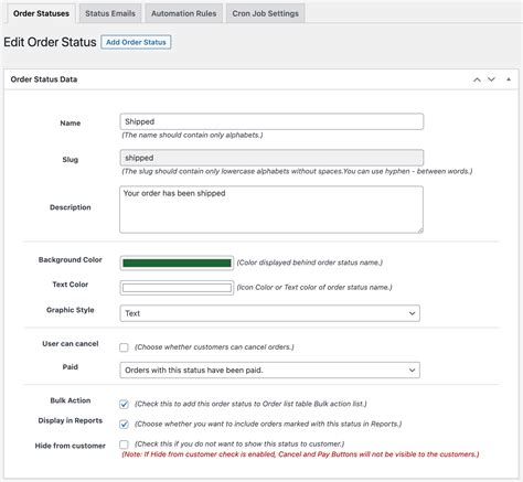 WooCommerce Order Status Manager Documentation