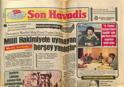 Son Havadis Gazetesi 13 Ağustos 1982 İsviçre Lübnan Savaşı İçin