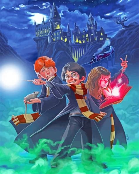 Harry Potter Squad Illustration Paint By Number Painting By Numbers