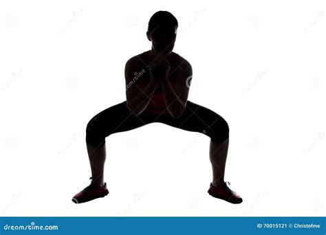 Silhouette Of Woman Squats Sumo Stock Image Image Of Squats Forward