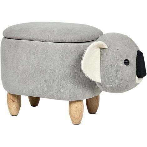 Sgabello Contenitore Per Bambini A Forma Di Koala In Velluto Grigio Con