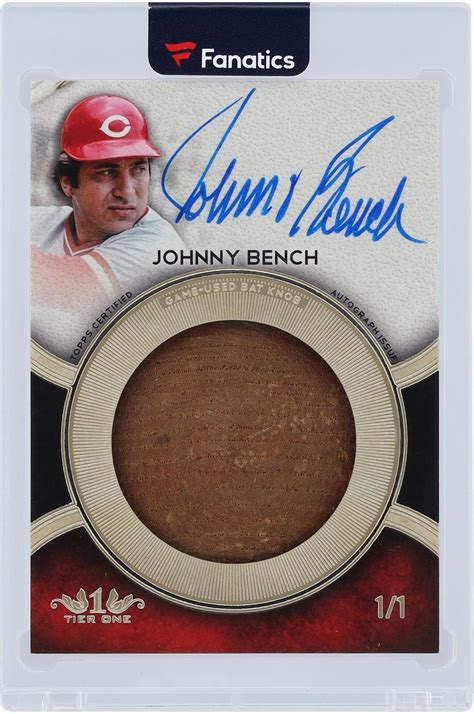 Johnny Bench Reds Signed Topps Tier One Bat Knob Relic Tabk Jb