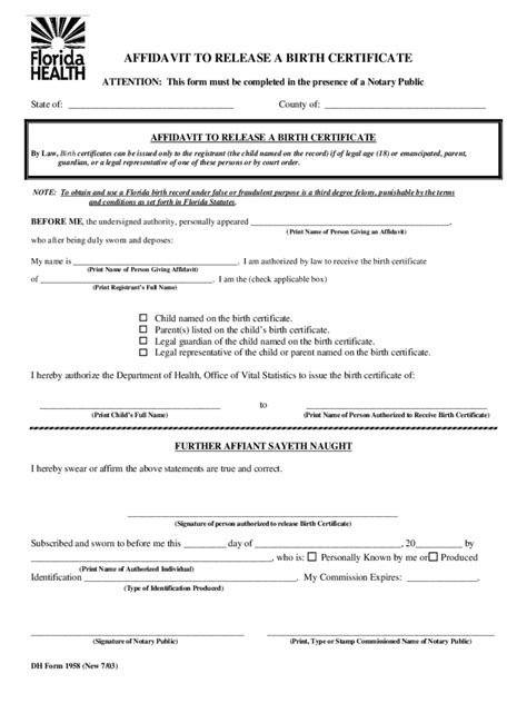 Affidavit Of Birth Template