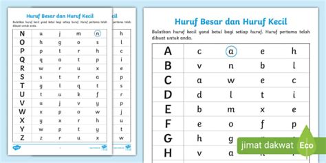 Latihan Prasekolah Lembaran Kerja Huruf Besar And Huruf Kecil