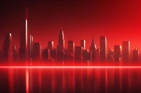 A red neon cityscape background wallpaper for desktop with generative ...