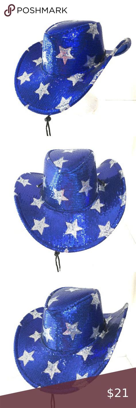 Blue Sequin Cowboy Hat W Silver Sequin Stars Cowboy Hats Silver