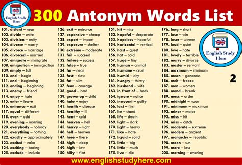 300 Antonym Words List In English Antonyms Words List Word List Antonym