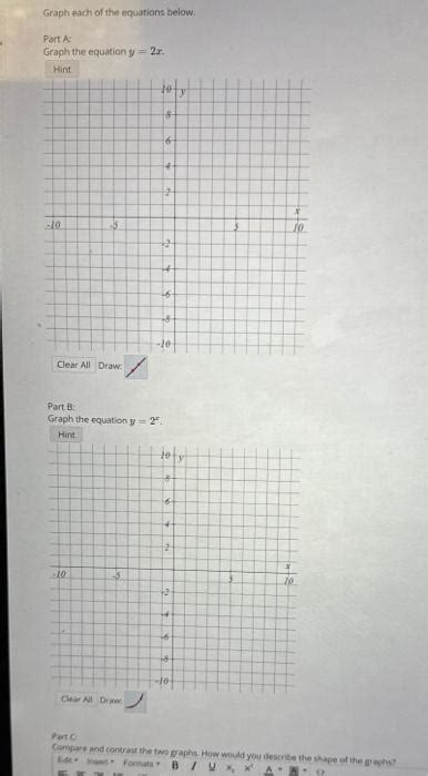 Solved Graph the equation y=2x. Part B: Graph the equation | Chegg.com