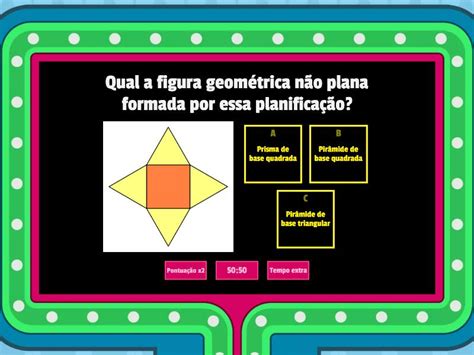A Planificação Verde Corresponde A Qual Figura Geométrica Não Plana - PLANIFICAÇÃO FIGURAS GEOMÉTRICAS NÃO PLANAS - Kuis gameshow