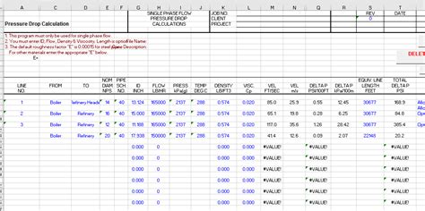 Pipe Pressure Drop Calculation Excel Sheet – EngTank