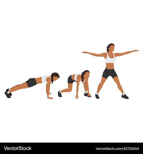 Woman Doing Surfer Burpees Exercise Royalty Free Vector