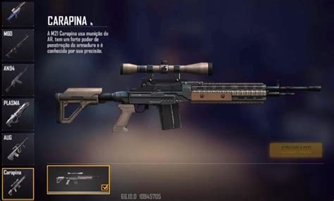 Carapina Free Fire nova arma M21 disponível no jogo Free Fire Mania