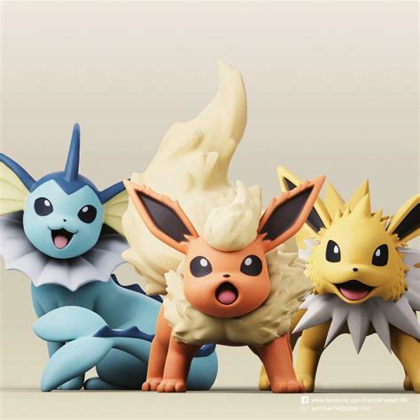 Archivo Stl Flareon And Jolteon And Vaporeonpokemon 🐉 ・diseño Para Descargar Y Imprimir En 3d・cults