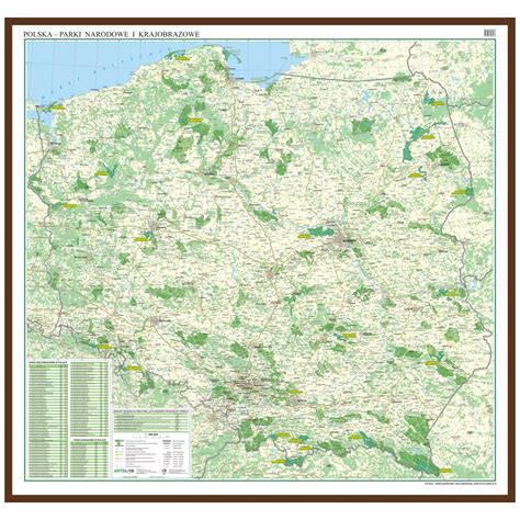 Polska Parki Narodowe I Krajobrazowe Mapa Ścienna Na Podkładzie W