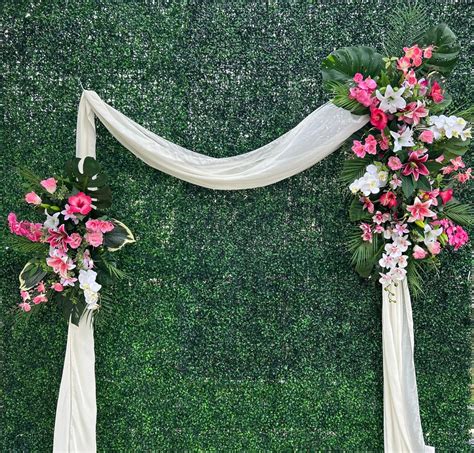 Pink Tropical Wedding Arch Flowers Wedding Backdrop Tropical Arbor